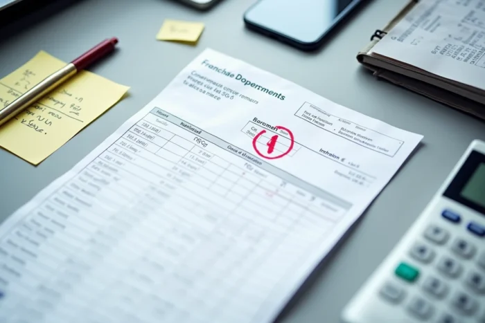 Bulletin de salaire de l'Éducation nationale annoté avec une erreur encerclée en rouge sur un bureau