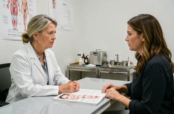 Consultation dermatologique sur les dangers d'un traitement anti-rides Wrinkle Power